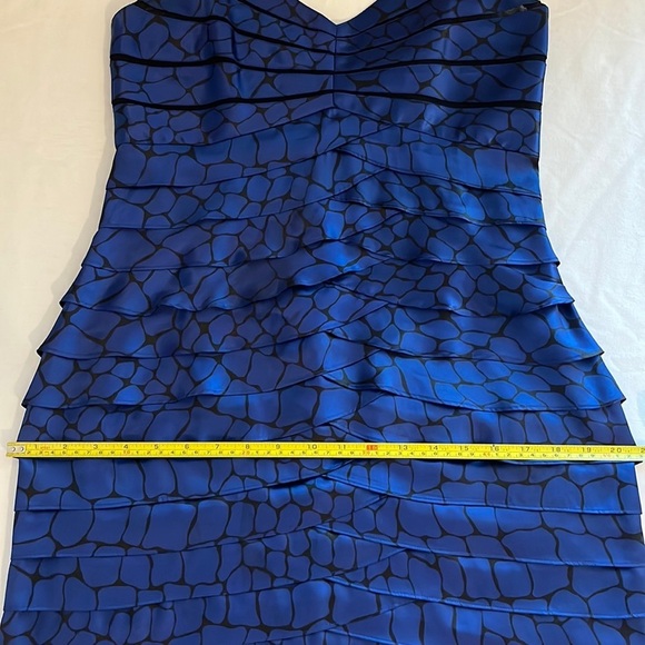 ElizaJ Cocktail Mini Dress, Blue/Black, Sheer Cutout Snake Print Goth Silky - Picture 10 of 13